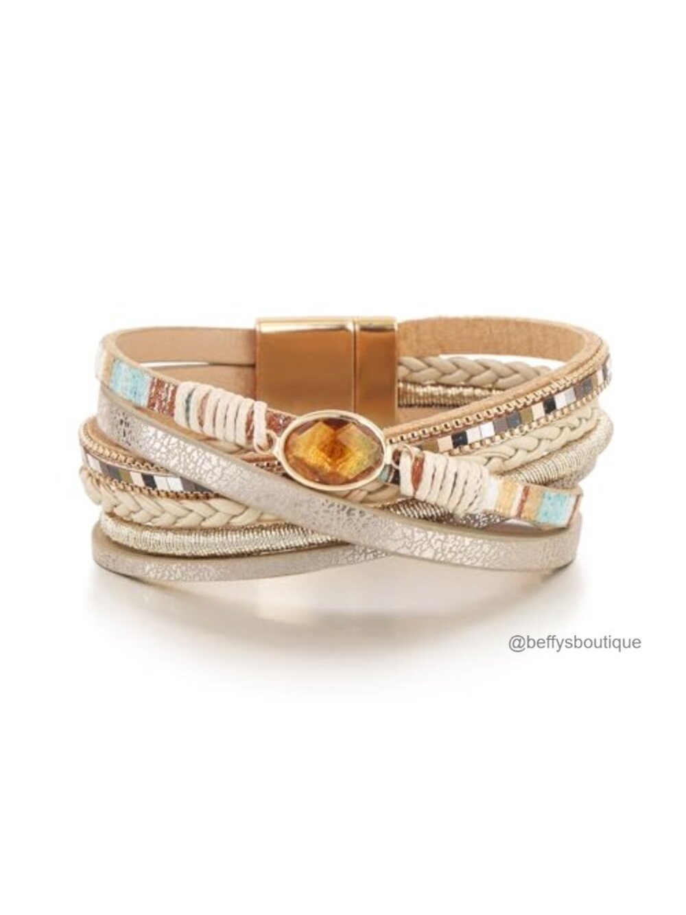 Leather Wrap Bracelet Stacked Cuff Bangle Boho Western Style